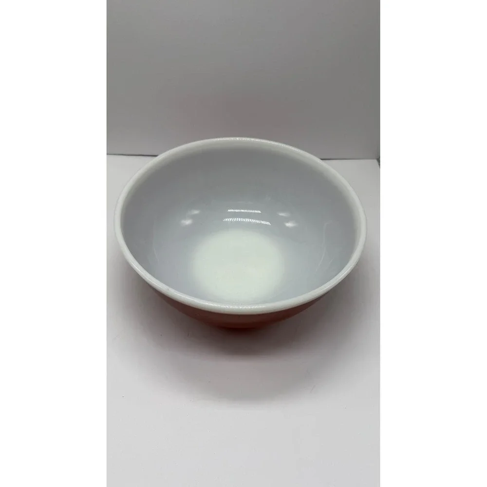 Vintage Pyrex Brown 404 Mixing Bowl 4 Quart White Interior Milk Glass 10 Inch